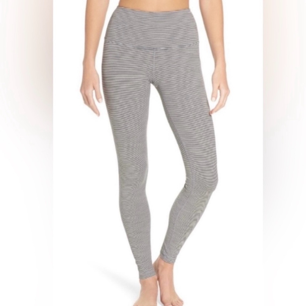 Zella black and white striped women's exercise athletic legging pants - XS